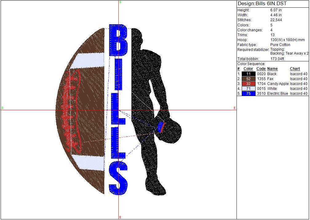 Buffalo Bills Football machine embroidery file design Sports Digital File Instant Download 2 sizes to fit 4x4 and 5x7 hoops