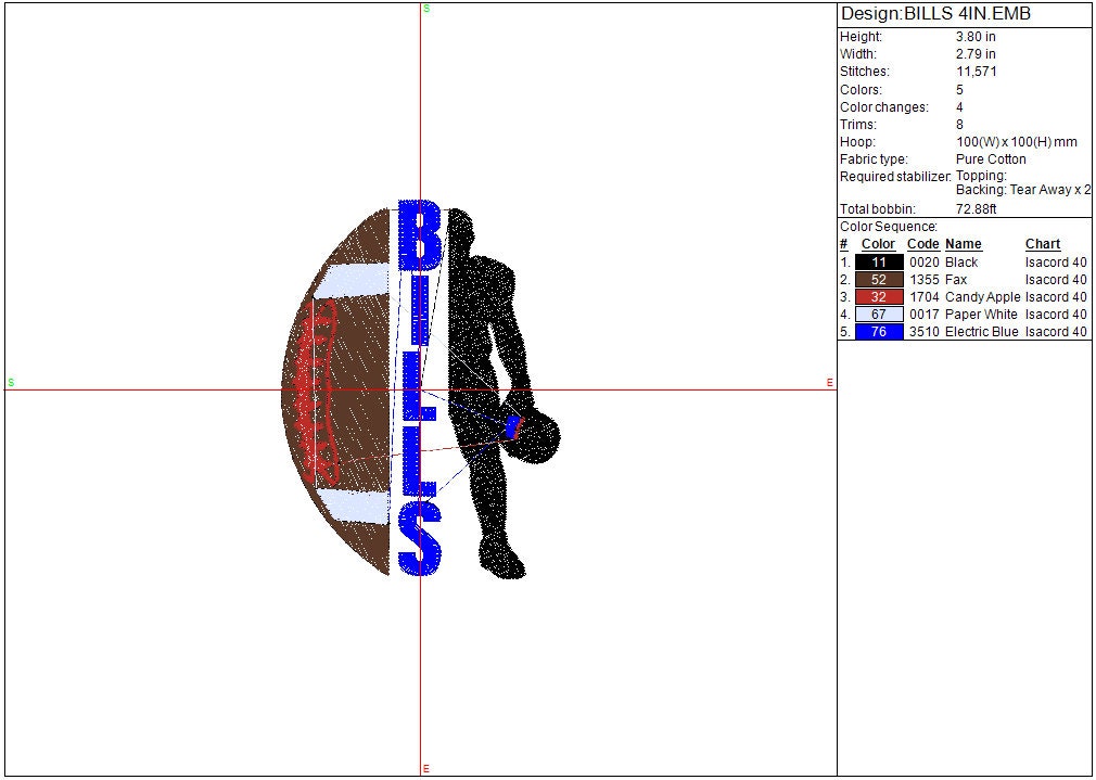 Buffalo Bills Football machine embroidery file design Sports Digital File Instant Download 2 sizes to fit 4x4 and 5x7 hoops
