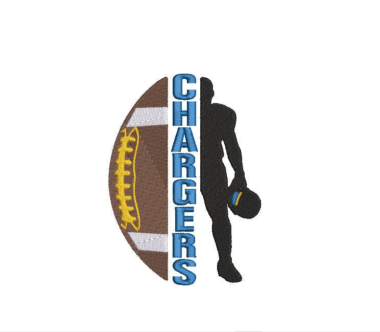 Chargers Football Machine Embroidery file design Sports Digital File Instant Download 2 sizes to fit 4x4 and 5x7 hoops