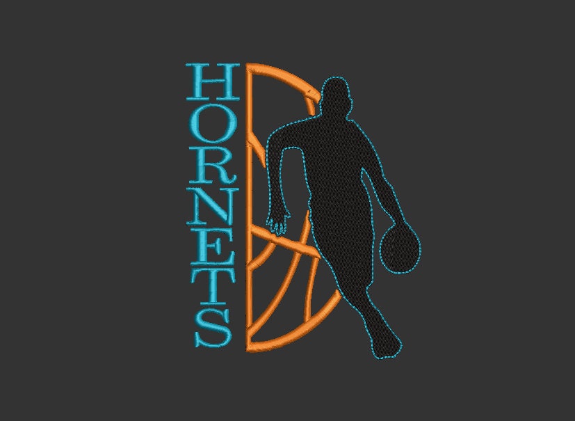 Charlotte Hornets Basketball Machine Embroidery design, Sports Digital File, Instant Download 4in, 6in, and 10in