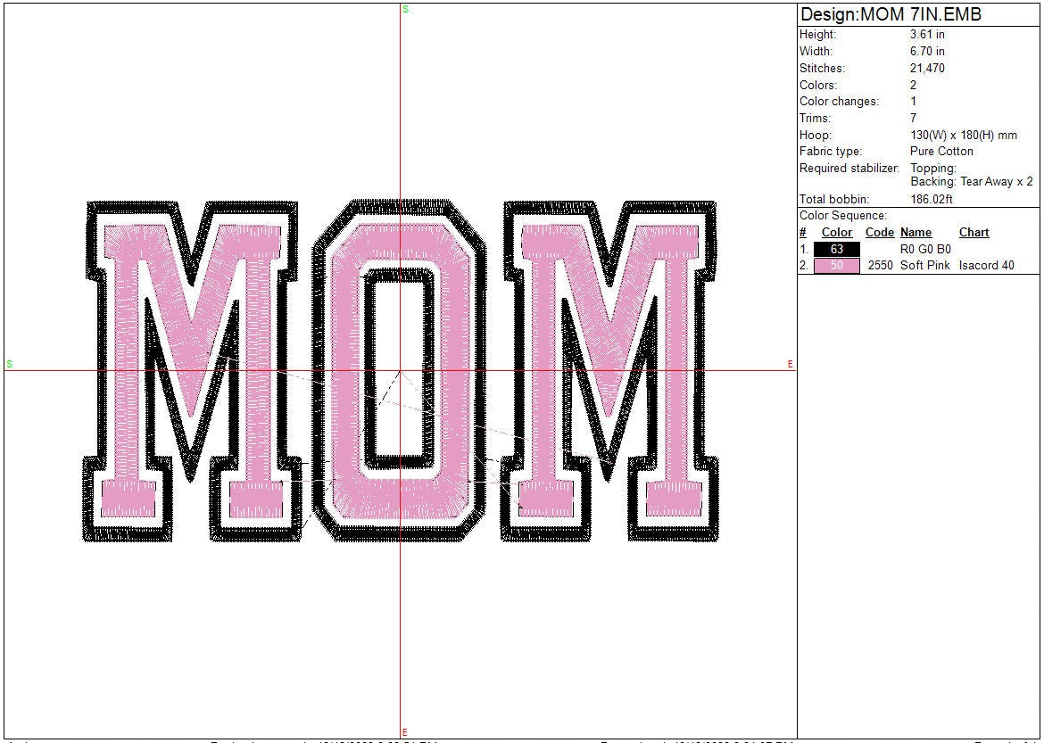 Mom University machine Embroidery Design, Mother's Day, College font, Digital File Instant Download 4in and 7in