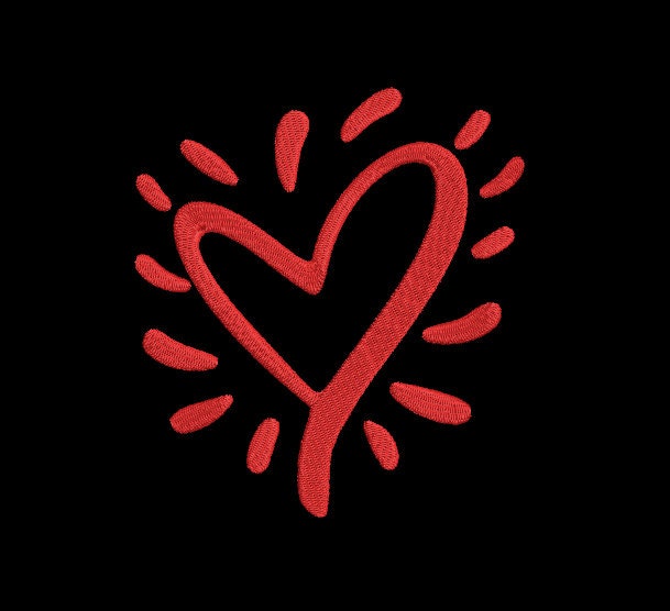 Heart machine embroidery file design, Valentine Digital File Instant Download 5 sizes