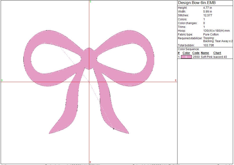 Bow machine embroidery design, Girls Bows, Digital File Instant Download 5 sizes