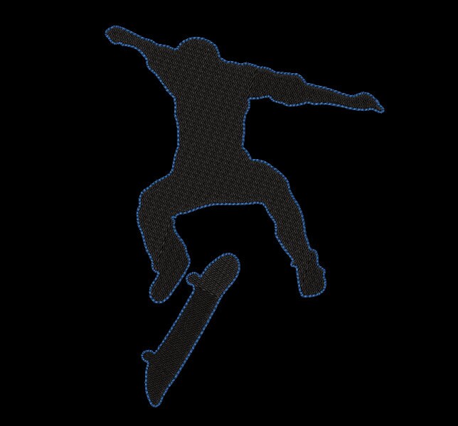 Skate Board Machine Embroidery file design Sports Digital File Instant Download 3 sizes, 4in, 7in, 10in