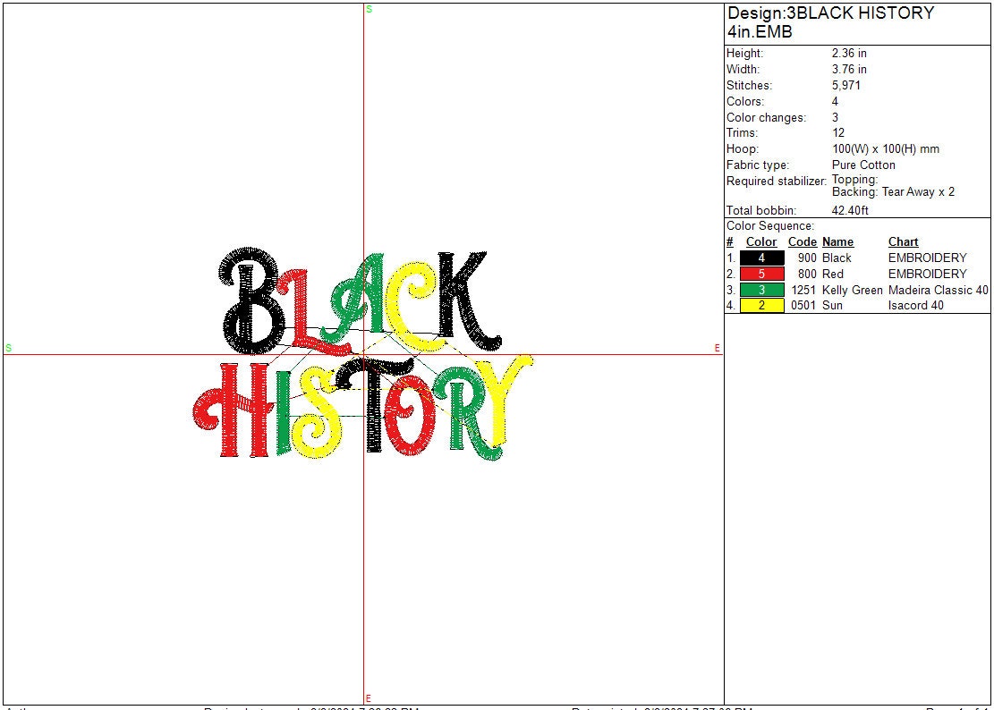 Black History Month Machine embroidery design, Digital File, Instant Download 4in, 7in and 10in