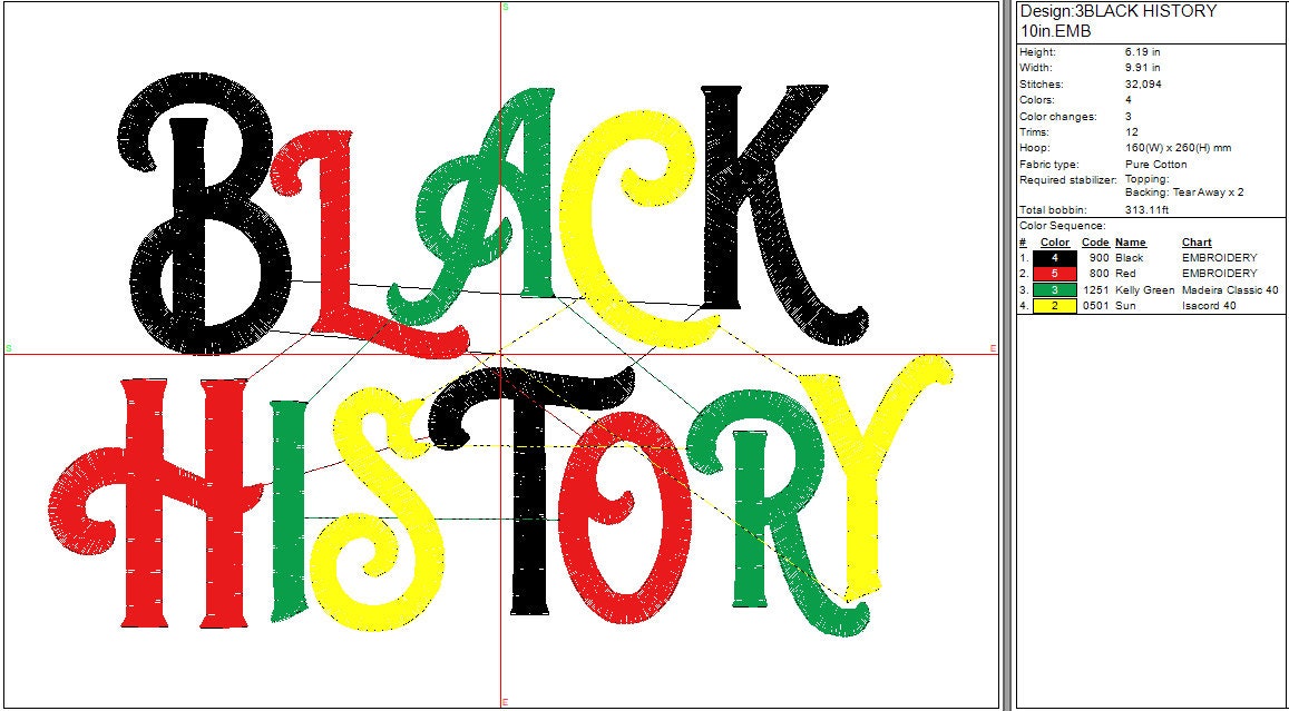 Black History Month Machine embroidery design, Digital File, Instant Download 4in, 7in and 10in