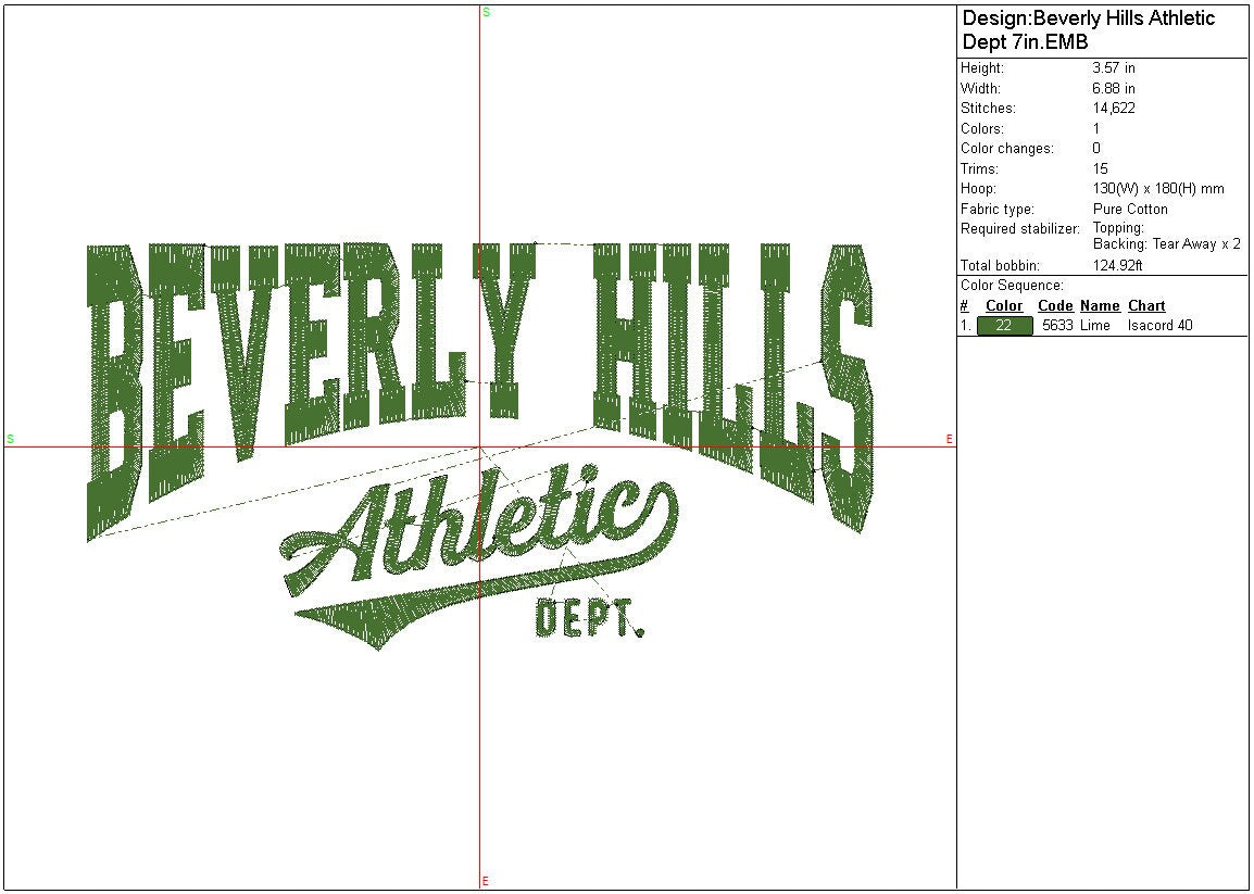 College Font Beverly Hills Embroidery design, Digital File, Instant Download 7in and 10in