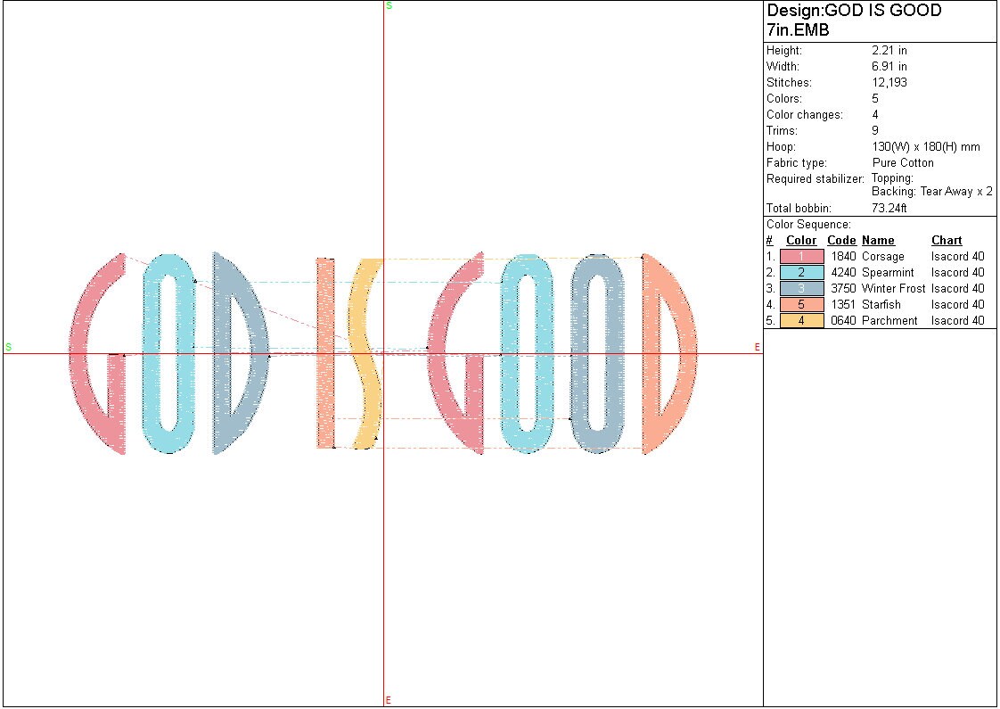 God is Good Machine Embroidery Design, Religious, Instant Download, Digital Download, 7in and 10in