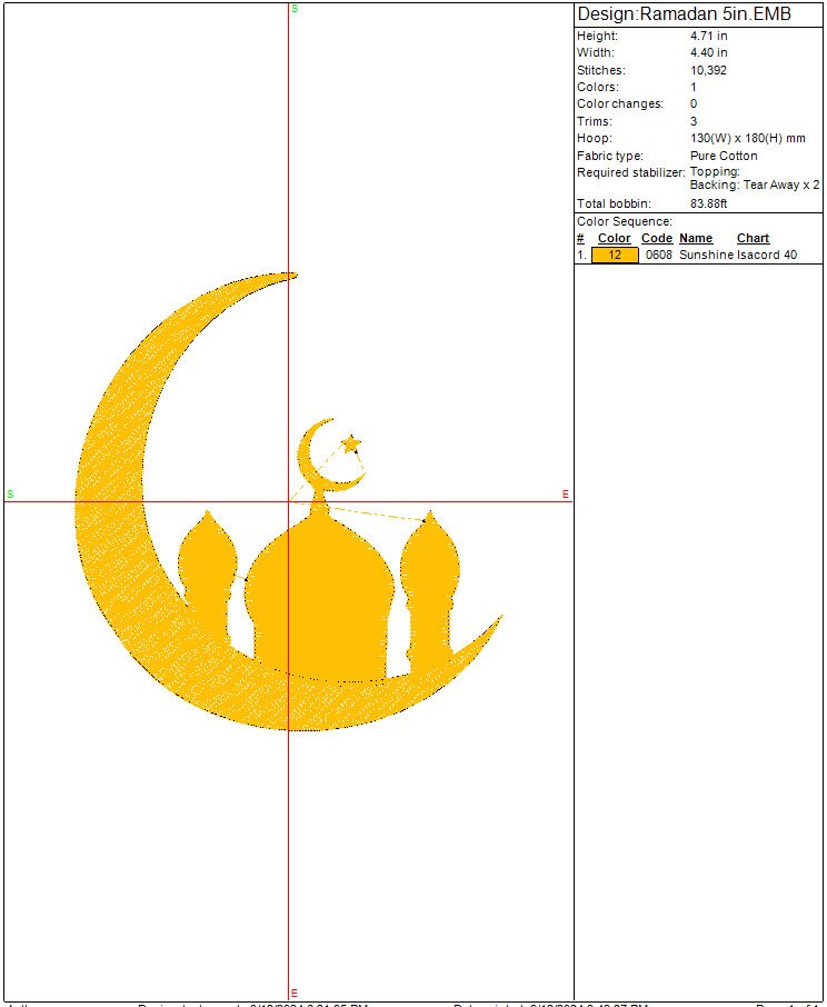 Ramadan Machine embroidery design, Mosque Machine embroidery file, Instant download Digital File Instant Download 3 sizes