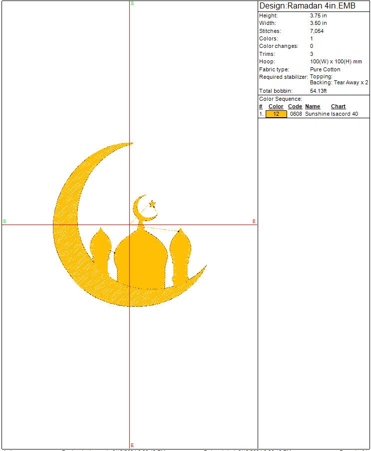 Ramadan Machine embroidery design, Mosque Machine embroidery file, Instant download Digital File Instant Download 3 sizes