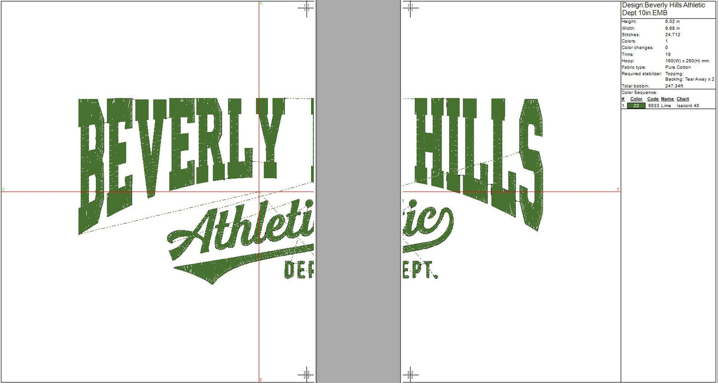 College Font Beverly Hills Embroidery design, Digital File, Instant Download 7in and 10in