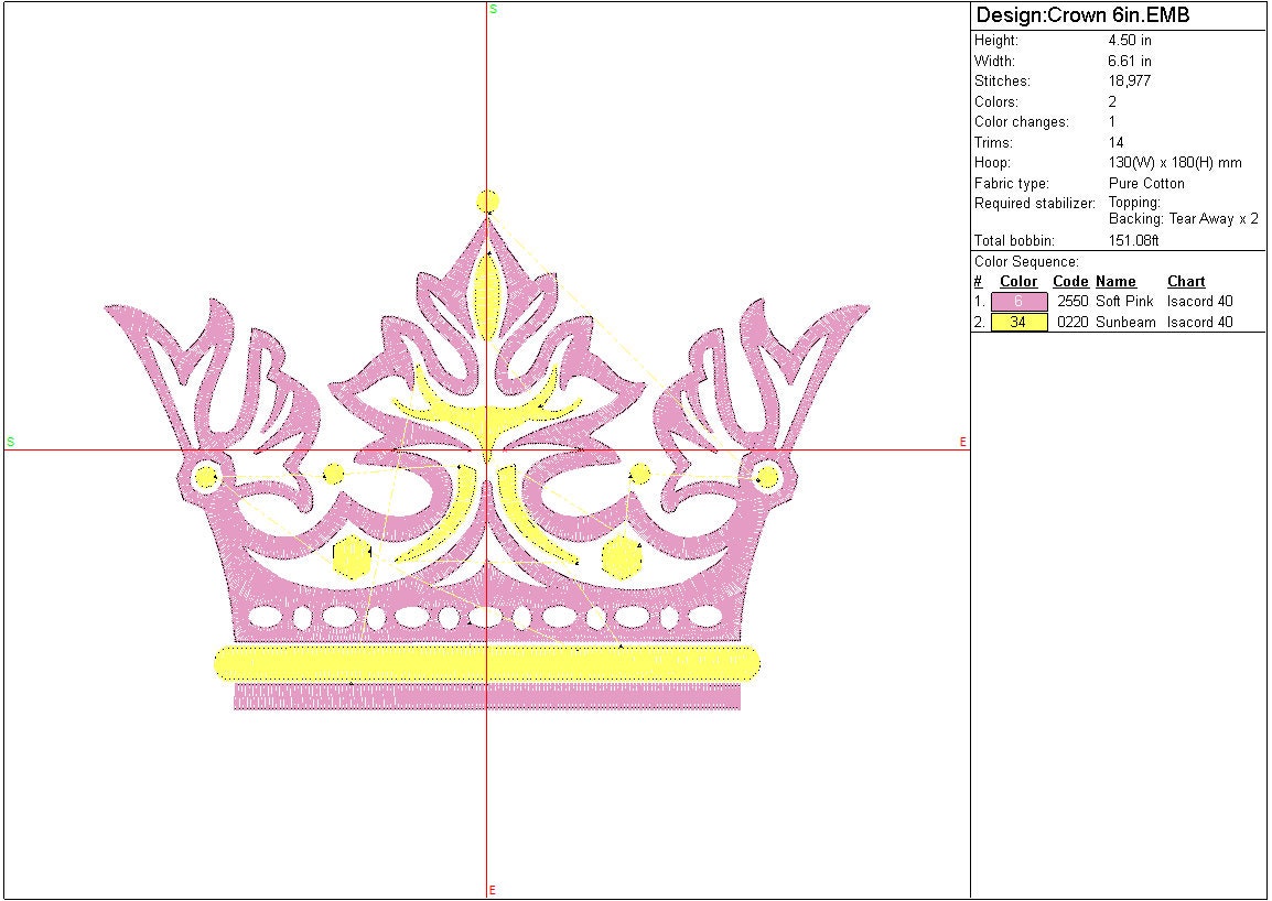 Crown machine embroidery file design, Girl Princess, King Boys Digital File, Birthday Instant Download 2 Sizes