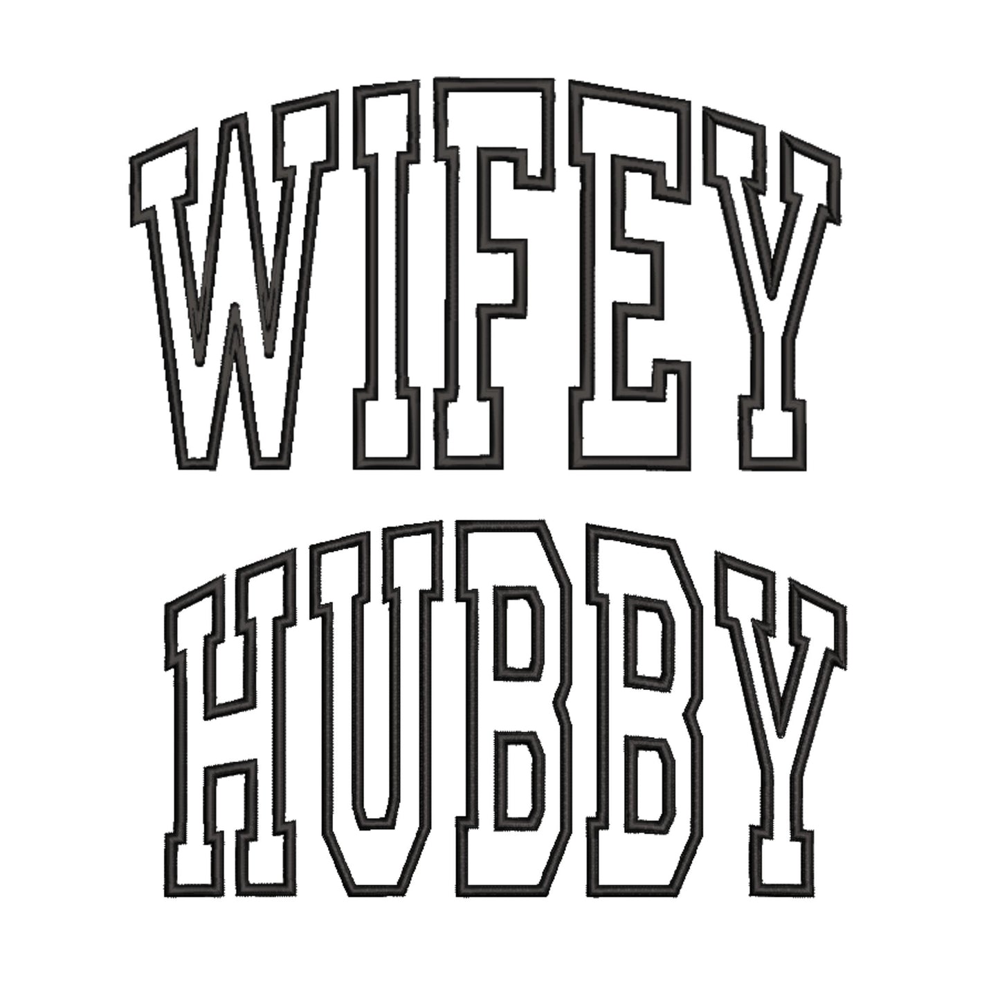 Wifey and Hubby Applique embroidery file Bridal Shower digital design Wedding Embroidery File, Mother's Day Father's Day Instant Download