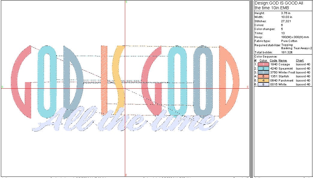 God is Good All the Time Machine Embroidery Design, Religious, Instant Download, Digital Download, 7in and 10in