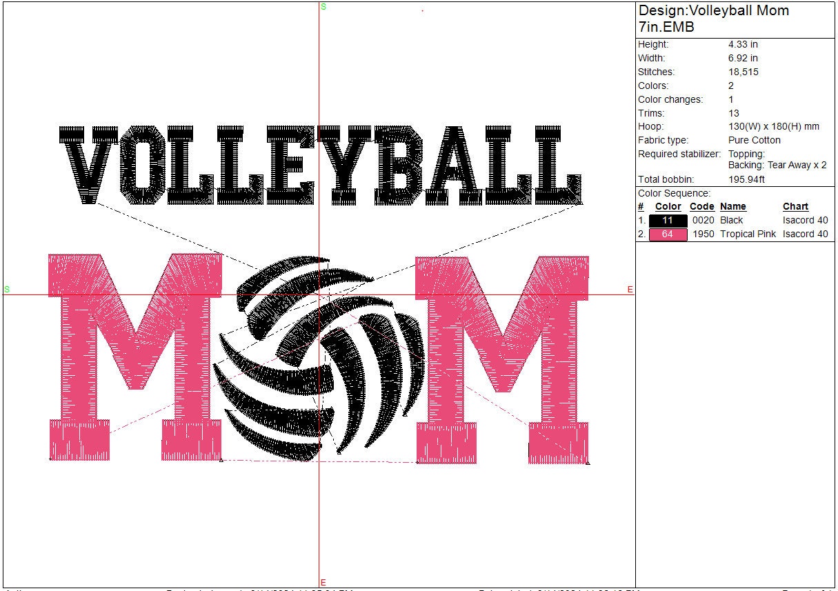 Volleyball Mom Machine embroidery file Mothers Sports Volley Ball design, Digital File Instant Download