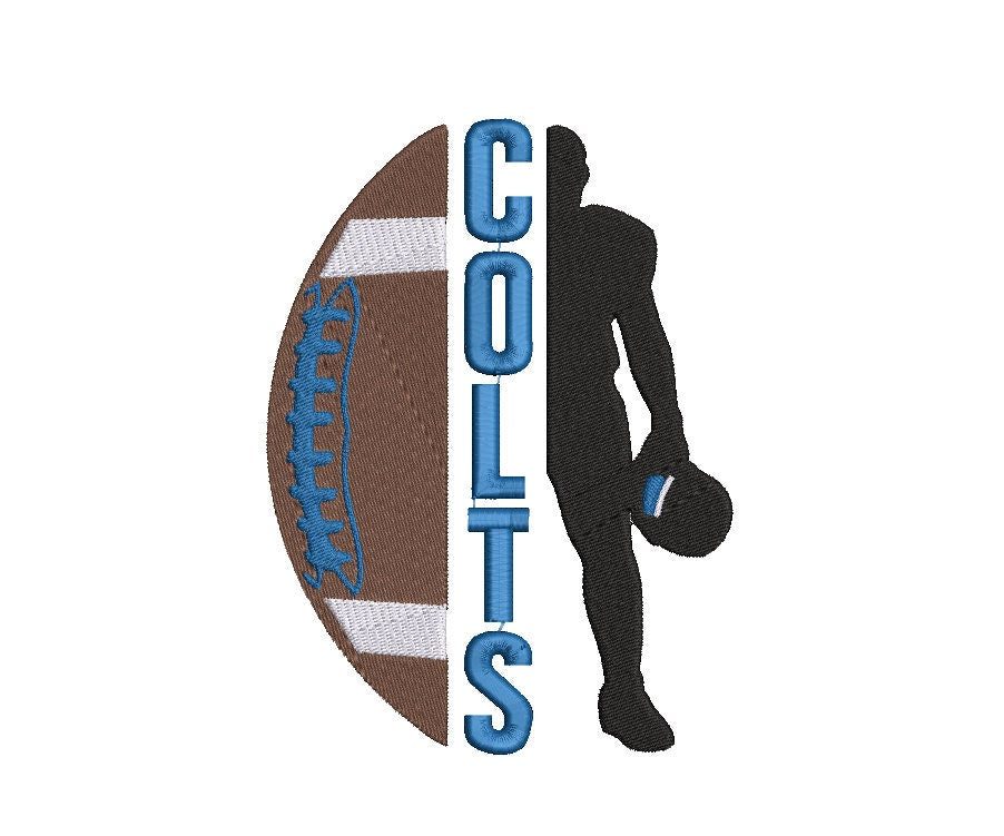 Colts Football Machine Embroidery file design, Indianapolis Colts Sports Digital File Instant Download 2 sizes to fit 4x4 and 5x7 hoops