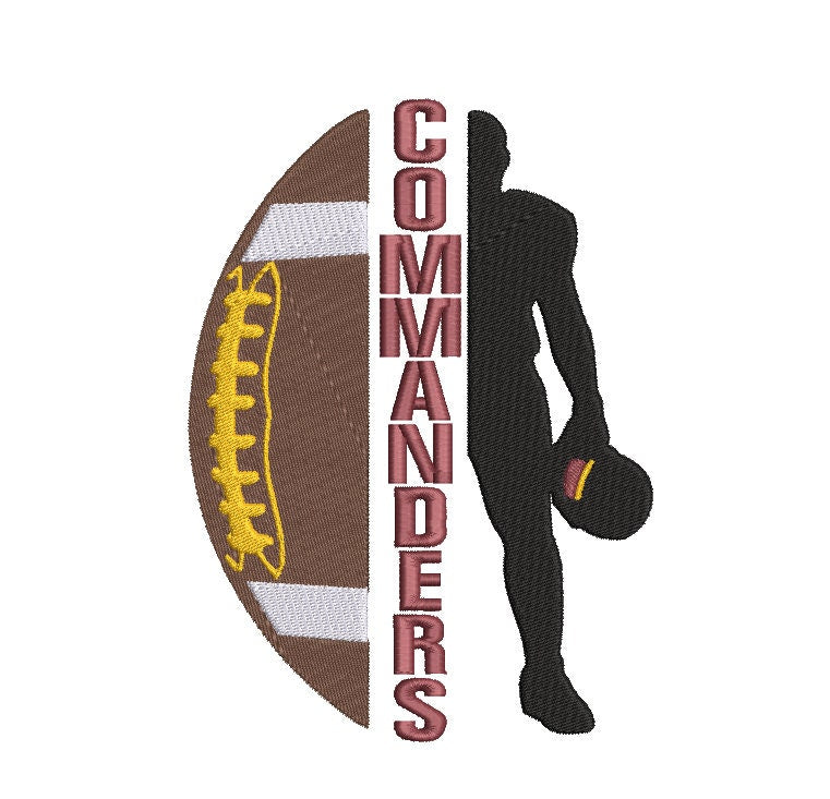 Commanders Football Machine Embroidery Design, Washington Commanders Sports Digital File, Instant Download 2 sizes to fit 4x4 and 5x7 hoops