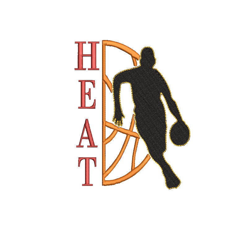 Miami Heat Basketball Machine Embroidery design, Sports Digital File, Instant Download 3 sizes 4in, 6in, 9in