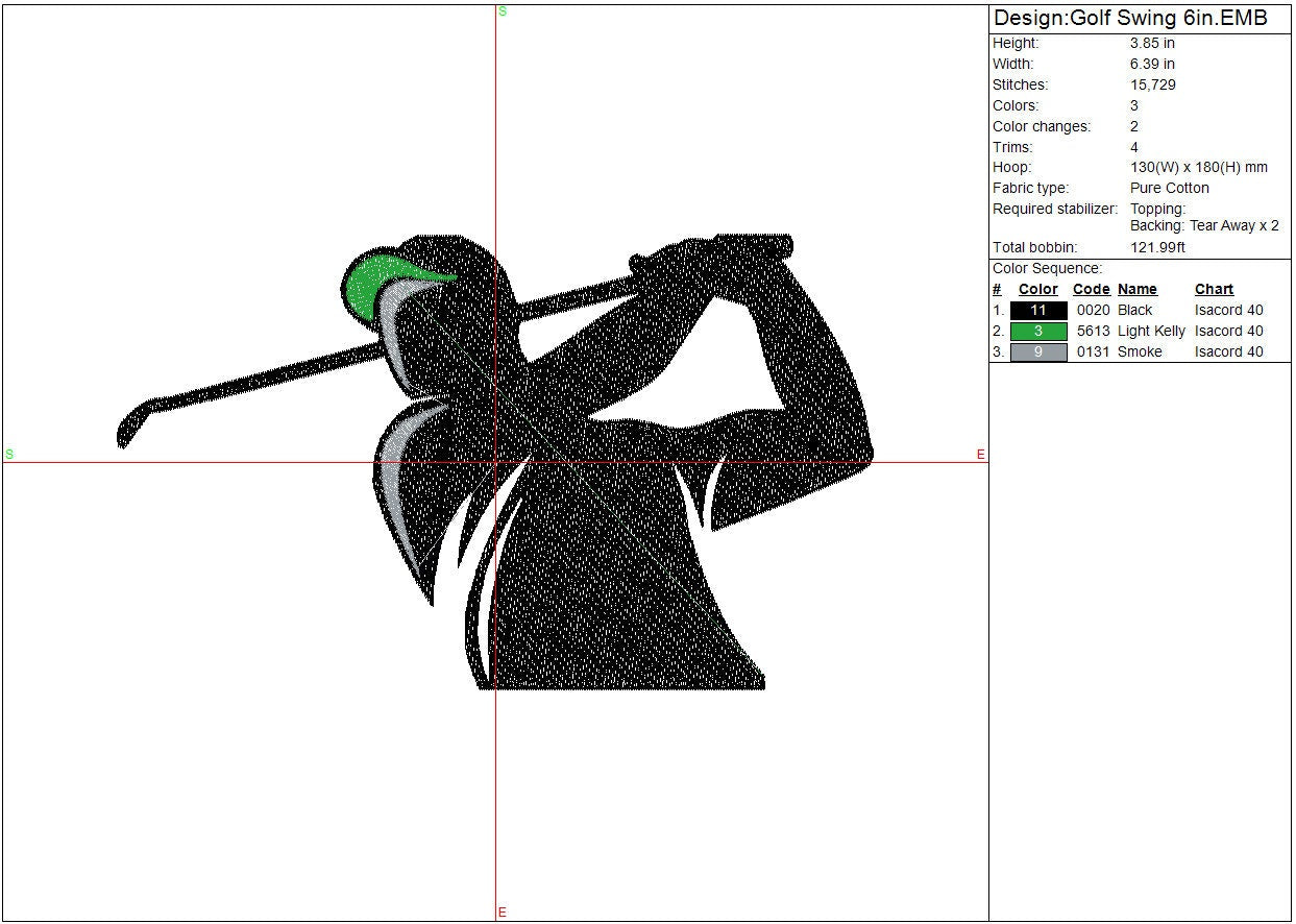 Golf Machine Embroidery file design Sports Digital File Instant Download 2 sizes to fit 4x4 and 5x7 hoops
