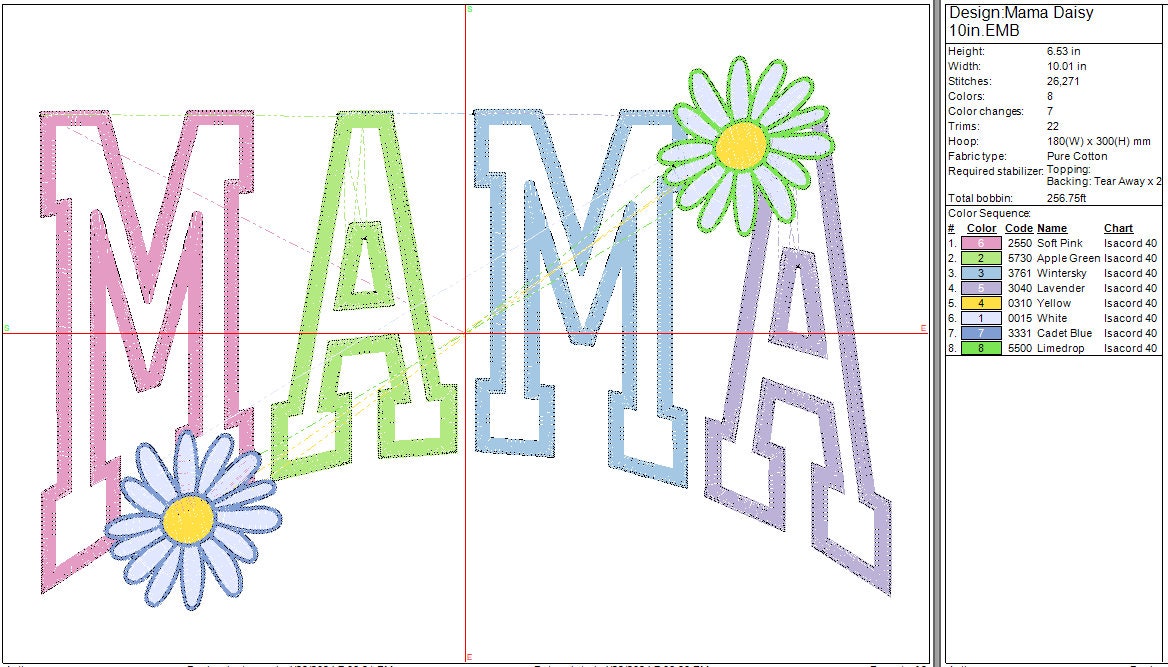 Mama machine embroidery design Mother's Day Digital File Instant Download, 3 sizes 4in, 7in, 10in