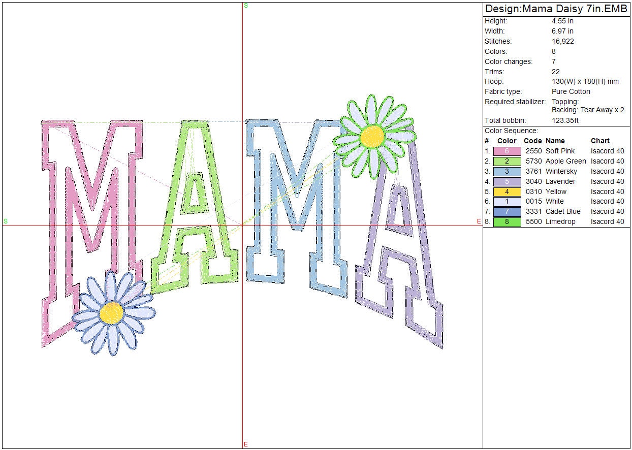 Mama machine embroidery design Mother's Day Digital File Instant Download, 3 sizes 4in, 7in, 10in