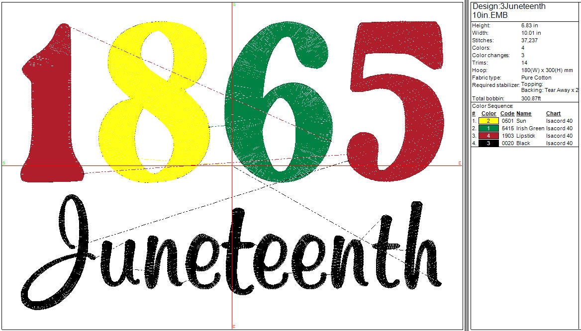 Juneteenth Machine Embroidery Design, Black History Digital File Instant Download 3 sizes, 4in, 7in, 10in