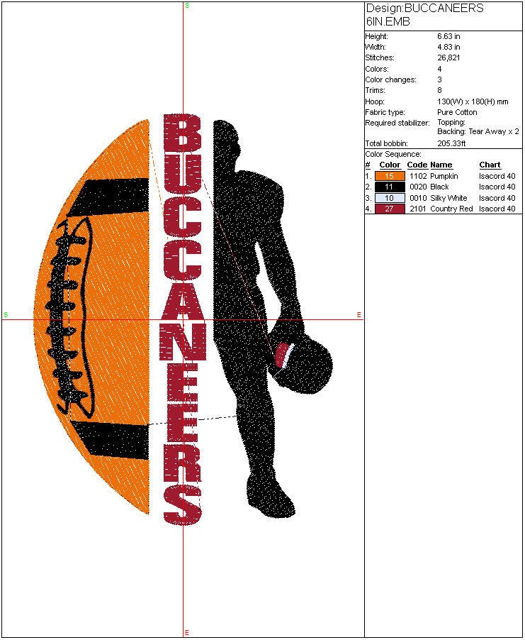 Tampa Bay Football machine embroidery design, Sports Digital File Instant Download 2 sizes to fit 4x4 and 5x7 hoops