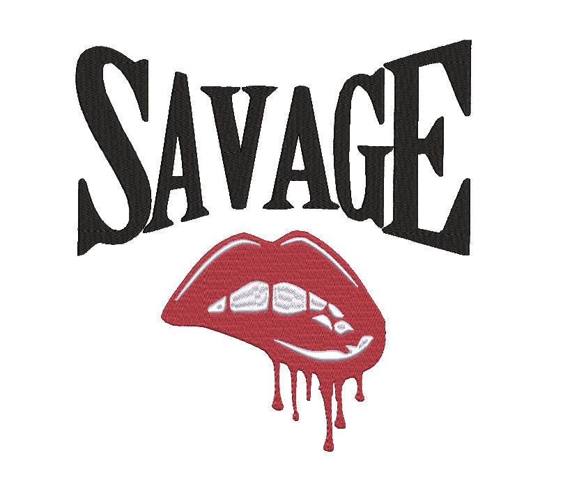 Savage machine embroidery file design, Instant Download, 4 sizes 4in, 5in, 7in and 10in Designs