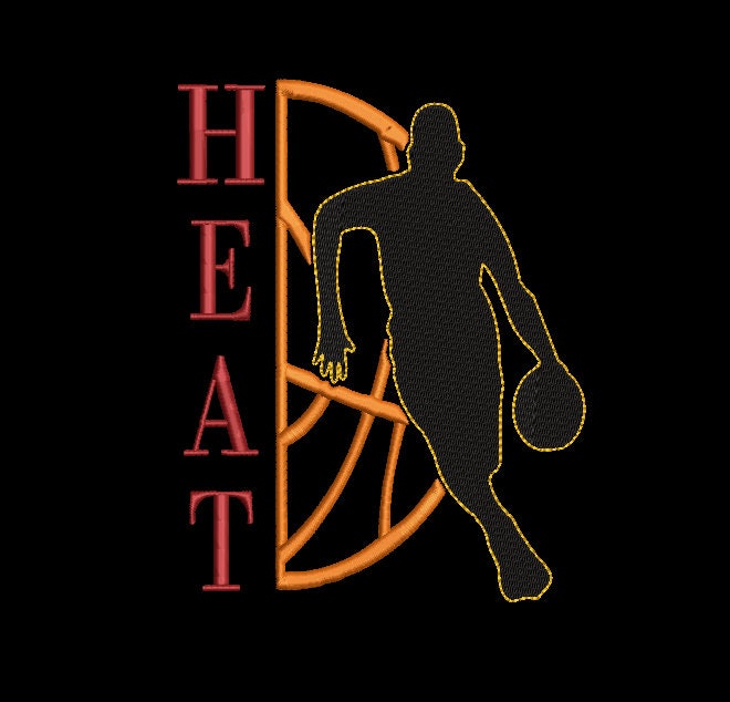 Miami Heat Basketball Machine Embroidery design, Sports Digital File, Instant Download 3 sizes 4in, 6in, 9in