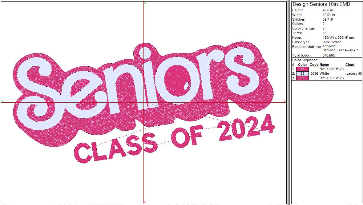 Seniors Barbie Font machine embroidery file design Graduation Digital File Instant Download 3 sizes 4in, 7in and 10in