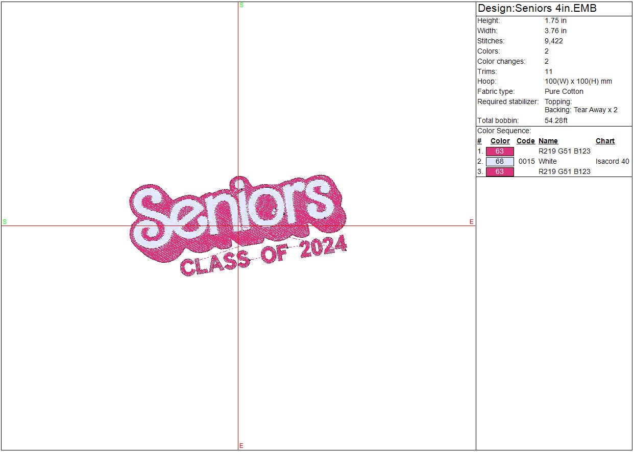 Seniors Barbie Font machine embroidery file design Graduation Digital File Instant Download 3 sizes 4in, 7in and 10in