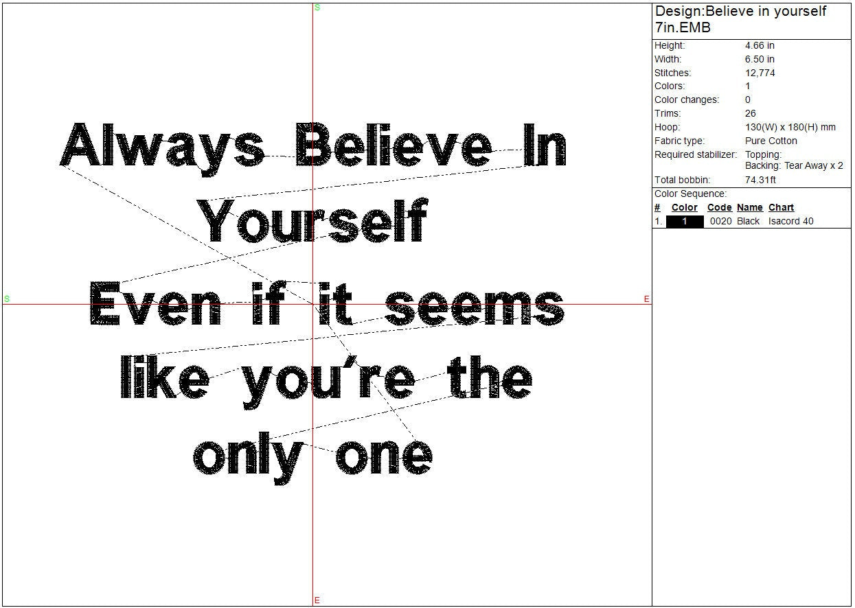Believe in Yourself Machine Embroidery Design, Inspiration, Instant Download, Digital Download