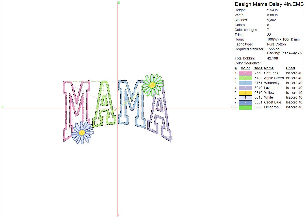 Mama machine embroidery design Mother's Day Digital File Instant Download, 3 sizes 4in, 7in, 10in