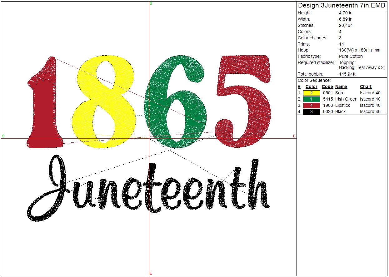 Juneteenth Machine Embroidery Design, Black History Digital File Instant Download 3 sizes, 4in, 7in, 10in