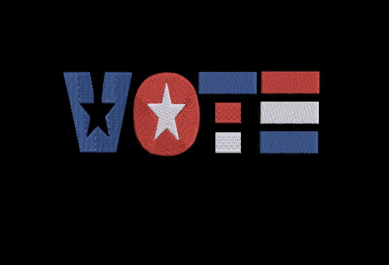 Vote Embroidery Design, Political, Instant Download, Digital Download 7 inch and 4in to fit 4x4 and 5x7 hoops