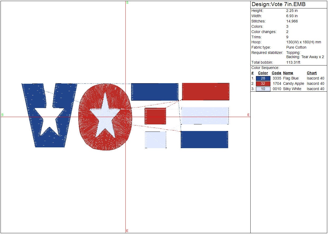 Vote Embroidery Design, Political, Instant Download, Digital Download 7 inch and 4in to fit 4x4 and 5x7 hoops