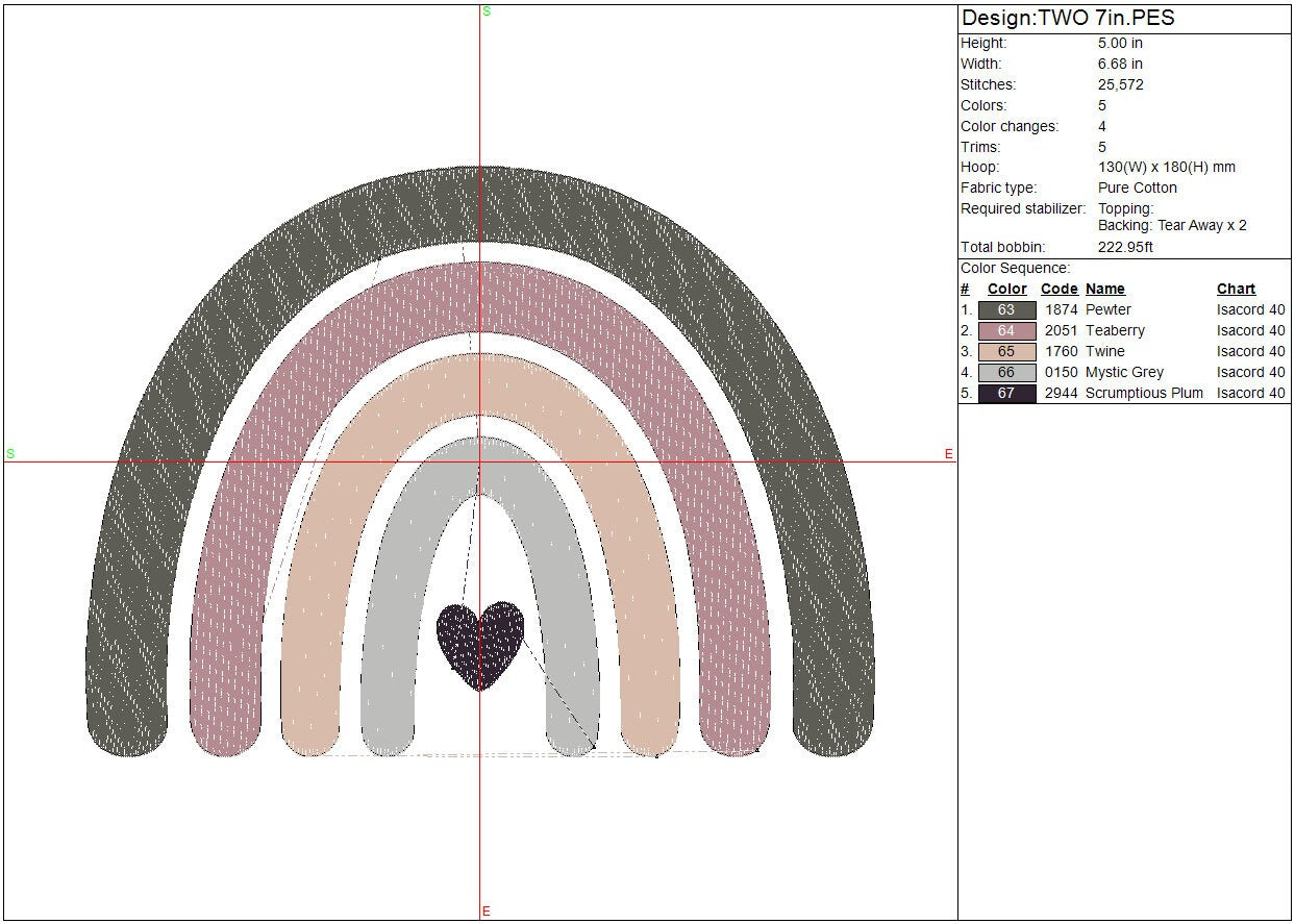 Hobo Heart Rainbow machine embroidery file design, Digital File Instant Download 2 sizes
