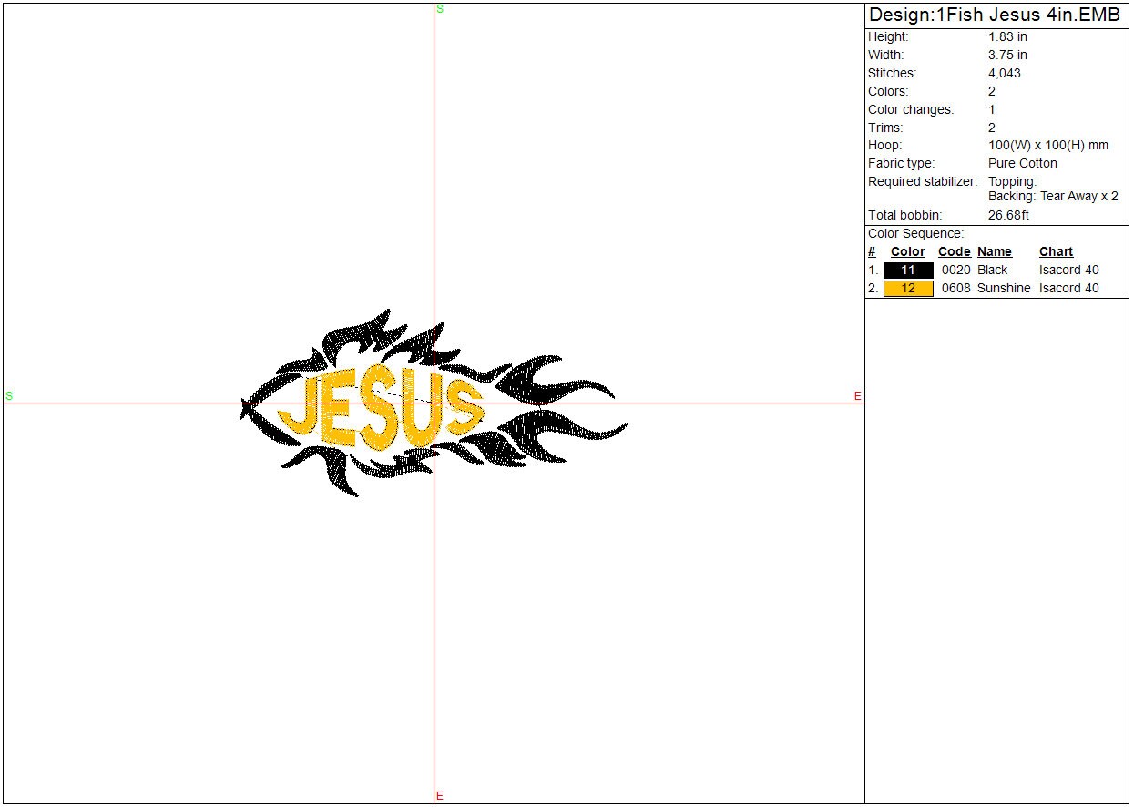 Christian Fish Symbol Machine Embroidery Design, Religious, Instant Download, Digital Download