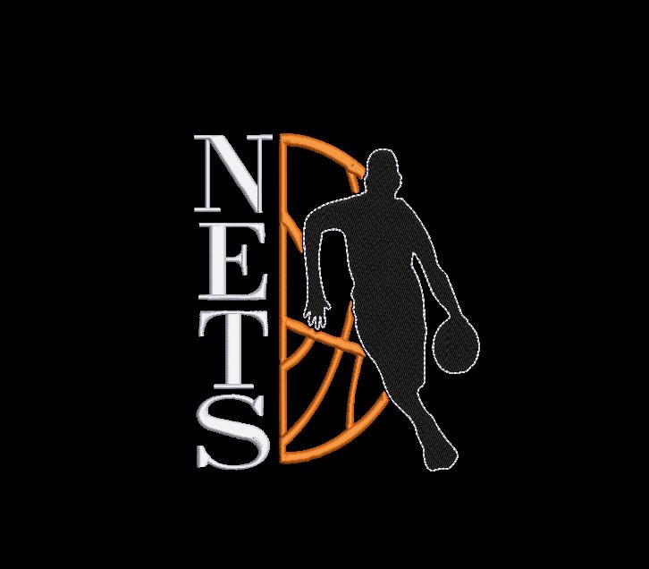 Nets Basketball Machine Embroidery design, Brooklyn Sports Digital File, Instant Download 3 sizes 4in, 6in, 10in