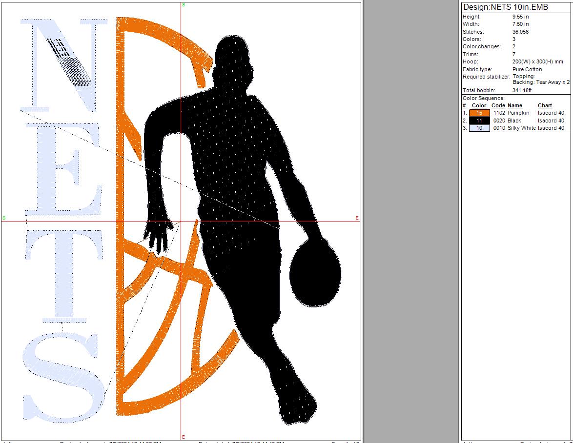 Nets Basketball Machine Embroidery design, Brooklyn Sports Digital File, Instant Download 3 sizes 4in, 6in, 10in