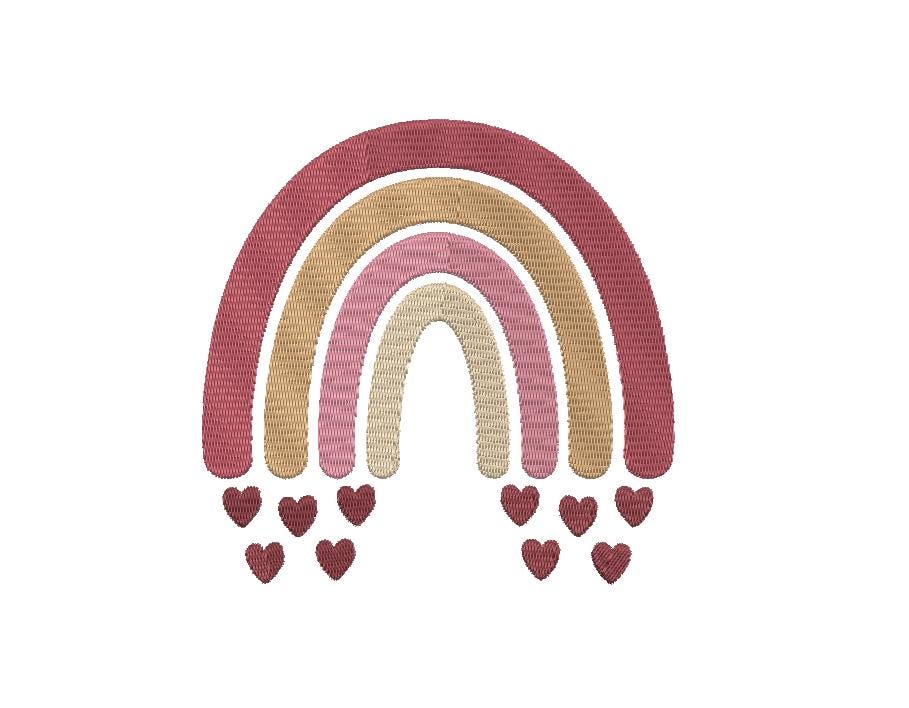 Hobo Floating Hearts Rainbow machine embroidery file design, Digital File Instant Download 2 sizes