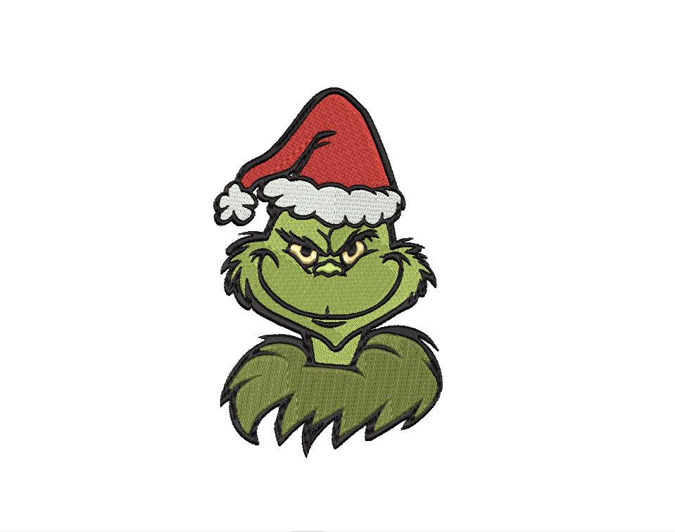 Christmas Grinch Heads Machine Embroidery file design, Christmas Holiday Digital File Instant Download, 2 designs to fit 5x7 hoops