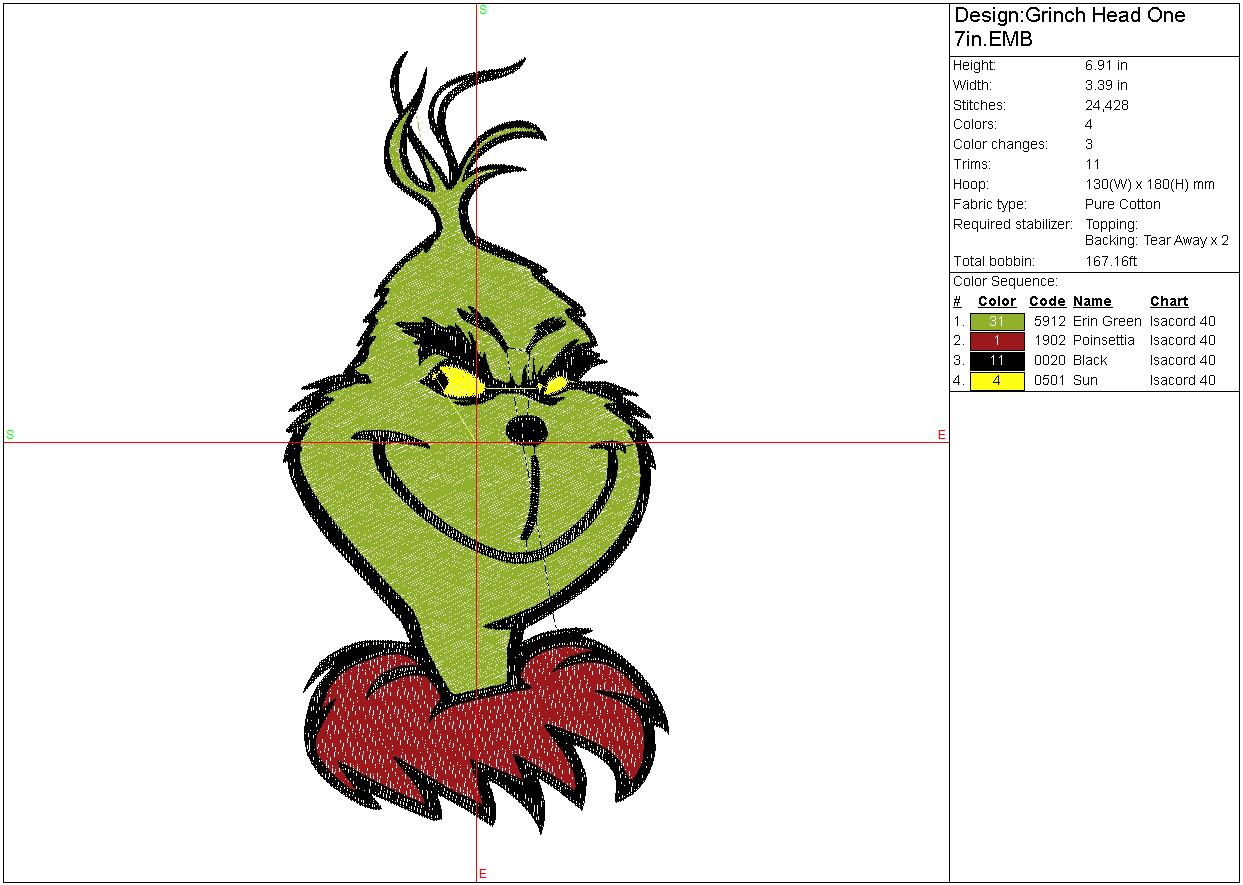Christmas Grinch Heads Machine Embroidery file design, Christmas Holiday Digital File Instant Download, 2 designs to fit 5x7 hoops