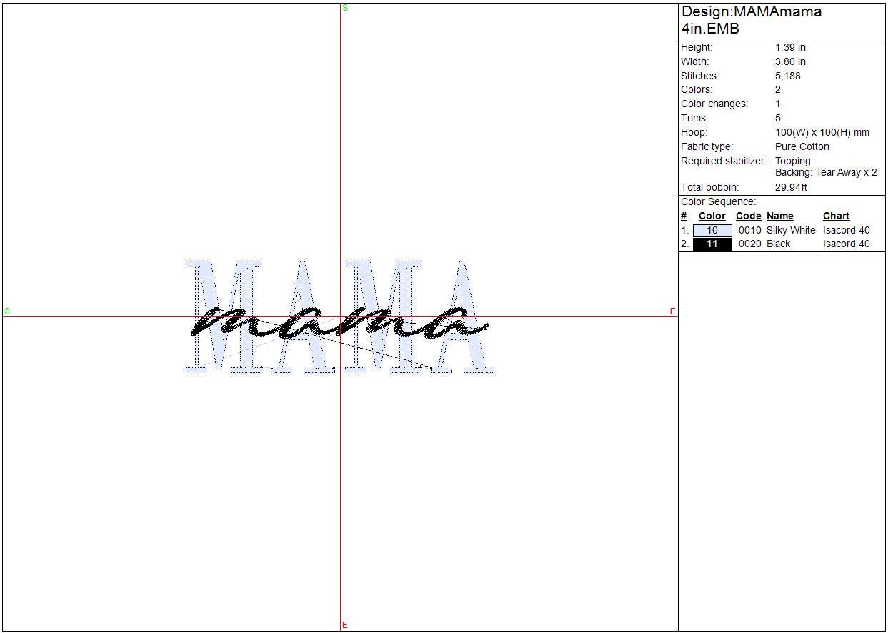 Mama Machine Embroidery Design, Mother's Day, Digital Instant Download, 4in, 7in, and 11in sizes, Includes a Repositionable hoop file.