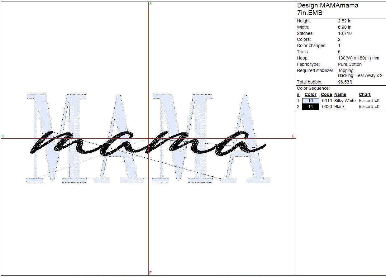 Mama Machine Embroidery Design, Mother's Day, Digital Instant Download, 4in, 7in, and 11in sizes, Includes a Repositionable hoop file.