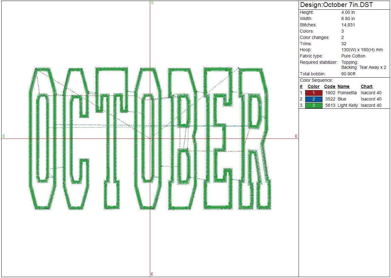 October machine embroidery file design, Halloween, Birthday, Digital File Instant Download