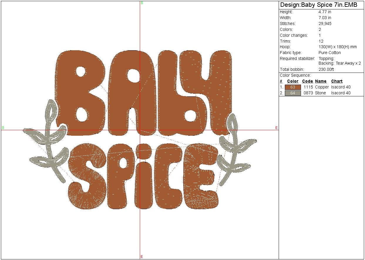 Fall Embroidery design, Baby Spice design for sweater, blankets, Thanksgiving, Autumn, kids Fall Holiday, Instant Download, 4in 5in 7in