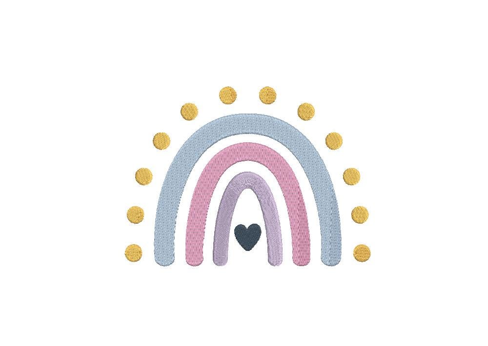 Hobo Dots Heart Rainbow machine embroidery file design, Digital File Instant Download 2 sizes