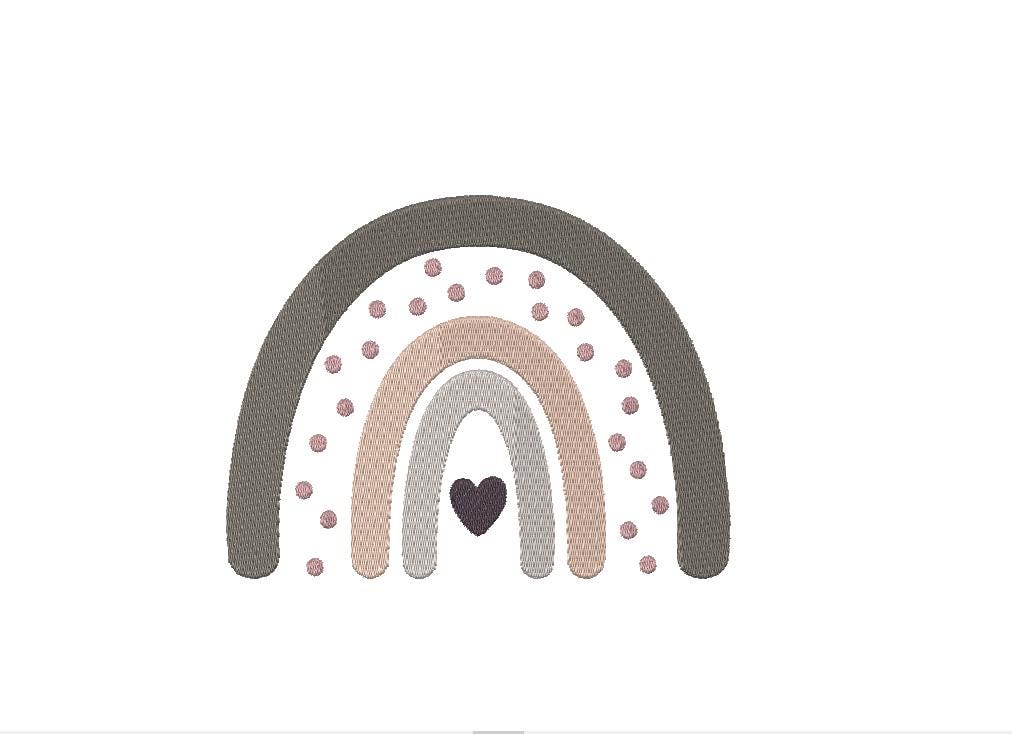 Hobo Polka Dots Heart Rainbow machine embroidery file design, Digital File Instant Download 2in, 4in, 7in sizes