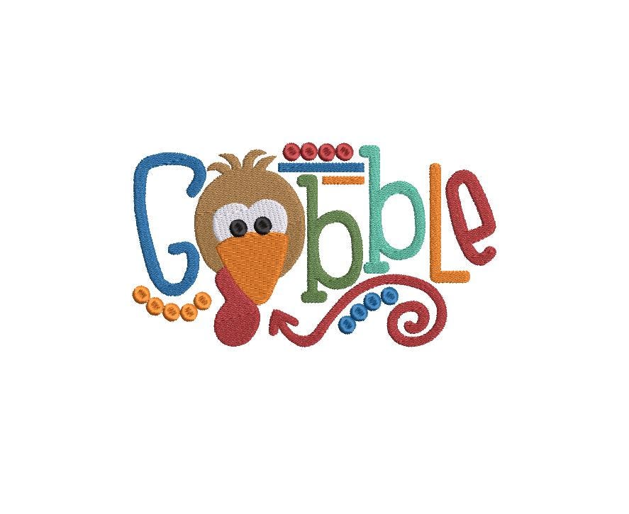 Fall Embroidery design, Gobble machine embroidery file design, Thanksgiving, Autumn, Holiday Fall Digital Instant Download, 4in 7in 10in